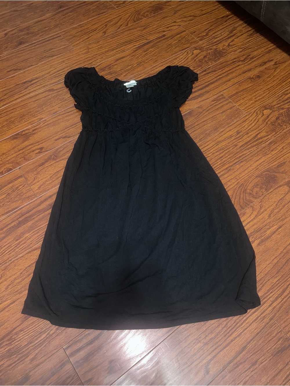 Sophie Max Black Ruffle-Yoke Dress